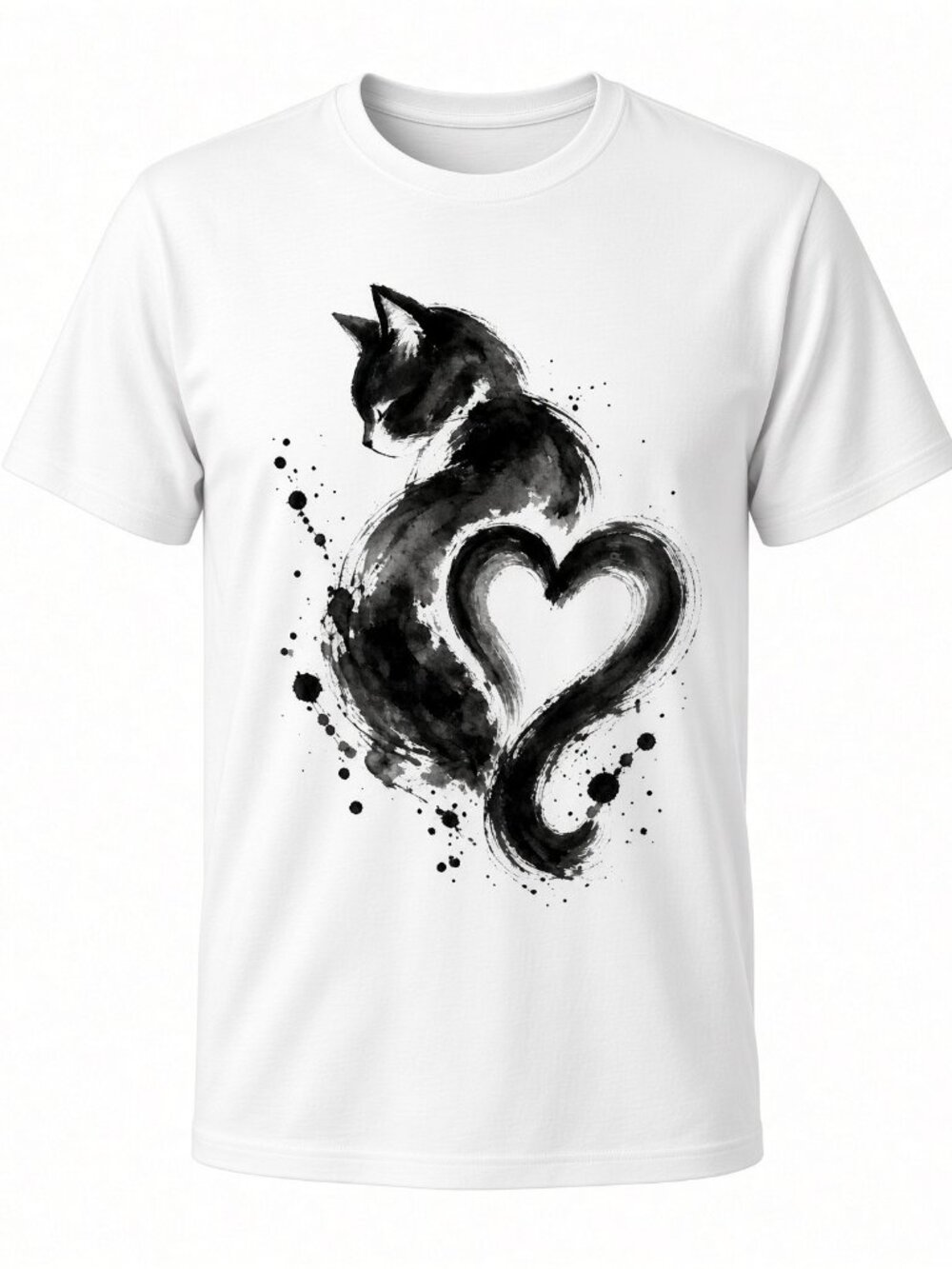 4pcs 10" DTF Transfers Black Ink Cat Heart Splatter Iron On